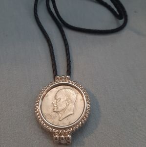 1974 dollar coin leather bolo